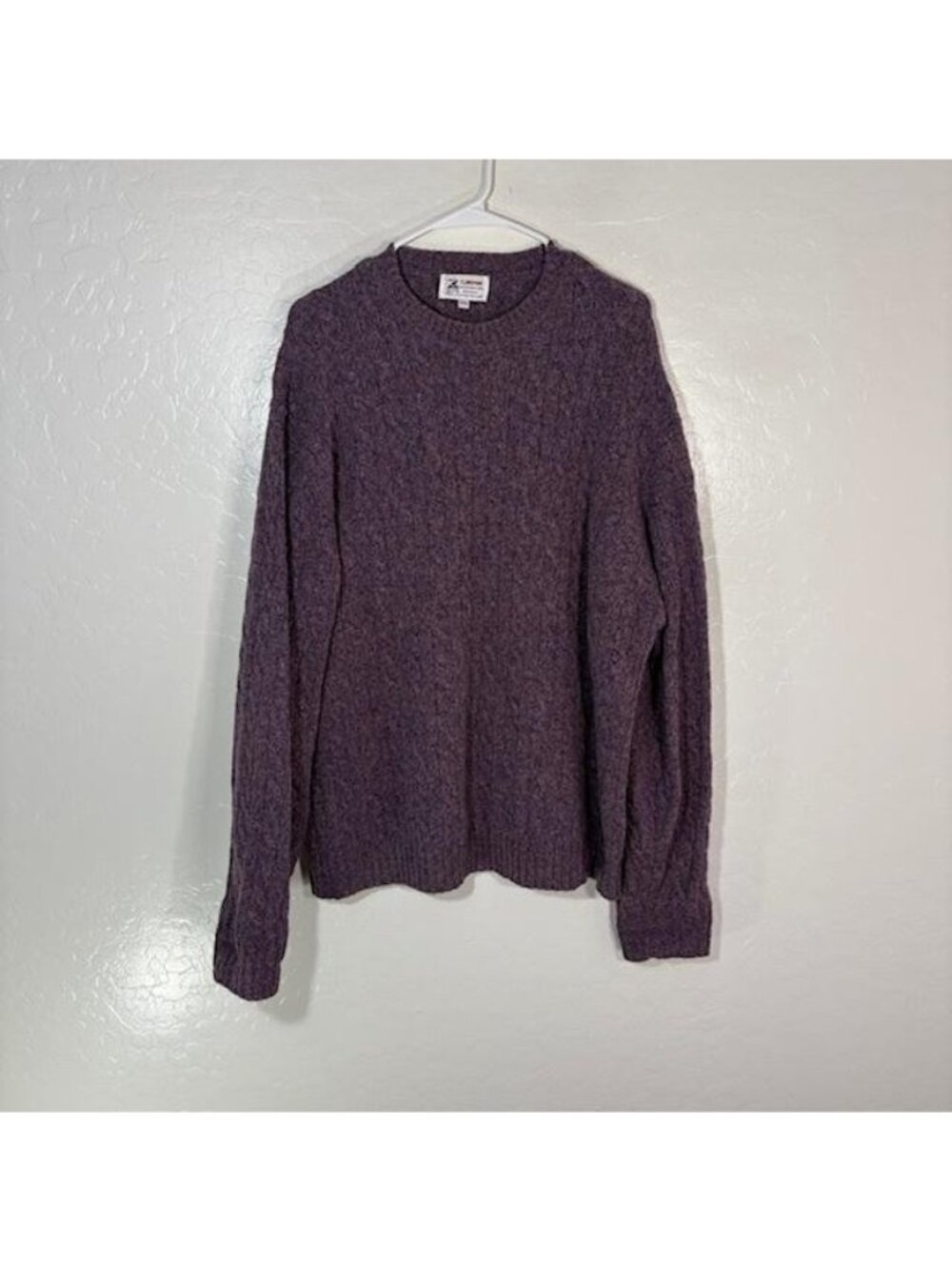 Clansman Sweater Mens 2XL Purple Scottish Shetland Wool Cable Knit Pullover